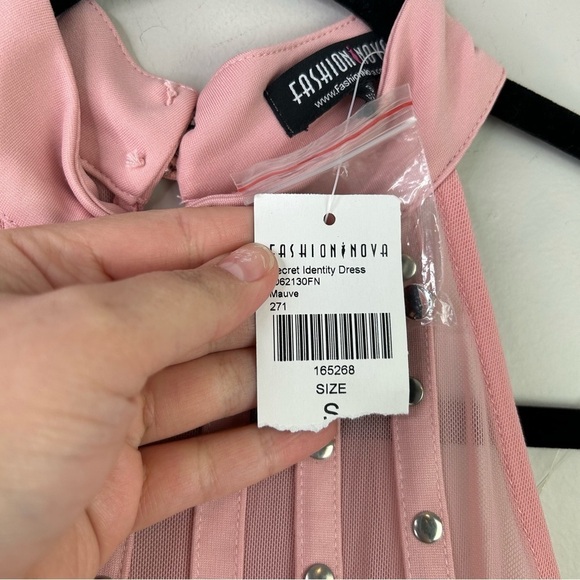 NWT fashion nova secret identity mauve sleeveless dress‎ studs detail size small - Picture 7 of 10